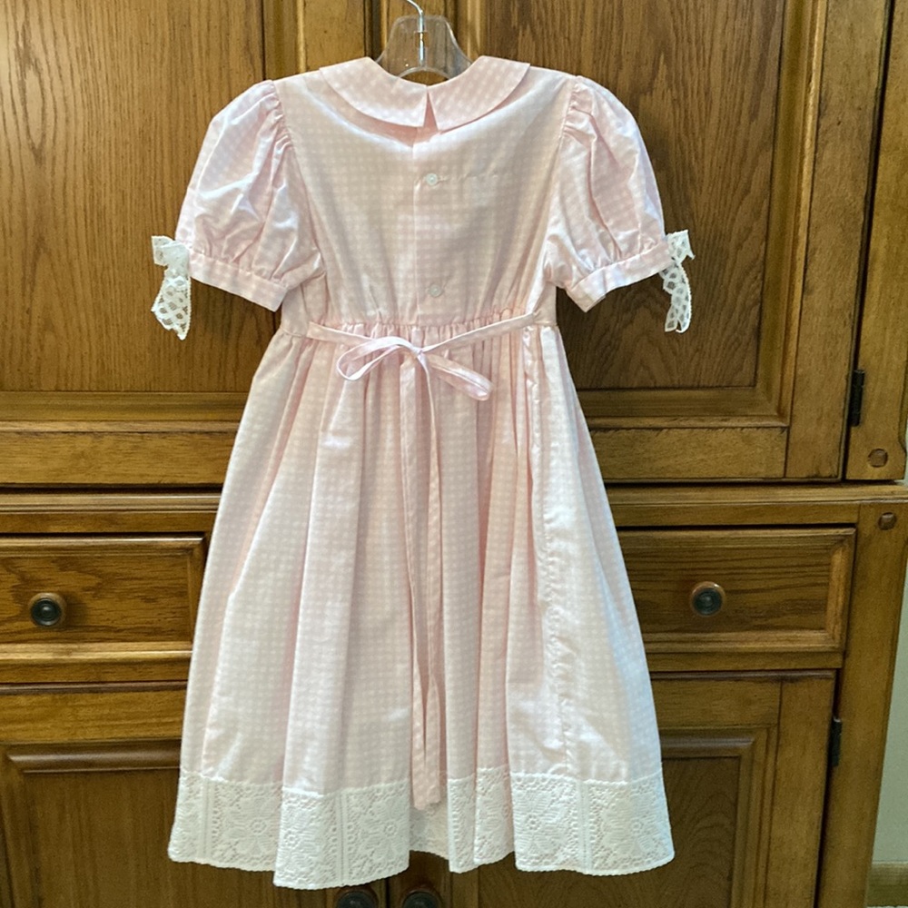Vintage, Girls Size 6, pink checked dress with built in slip. - Picture 7 of 8